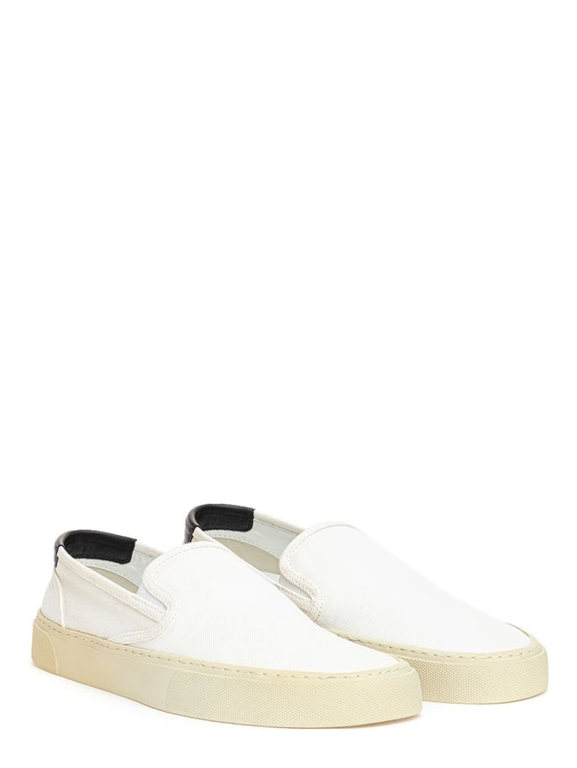 White Cotton Low Top Sneakers
