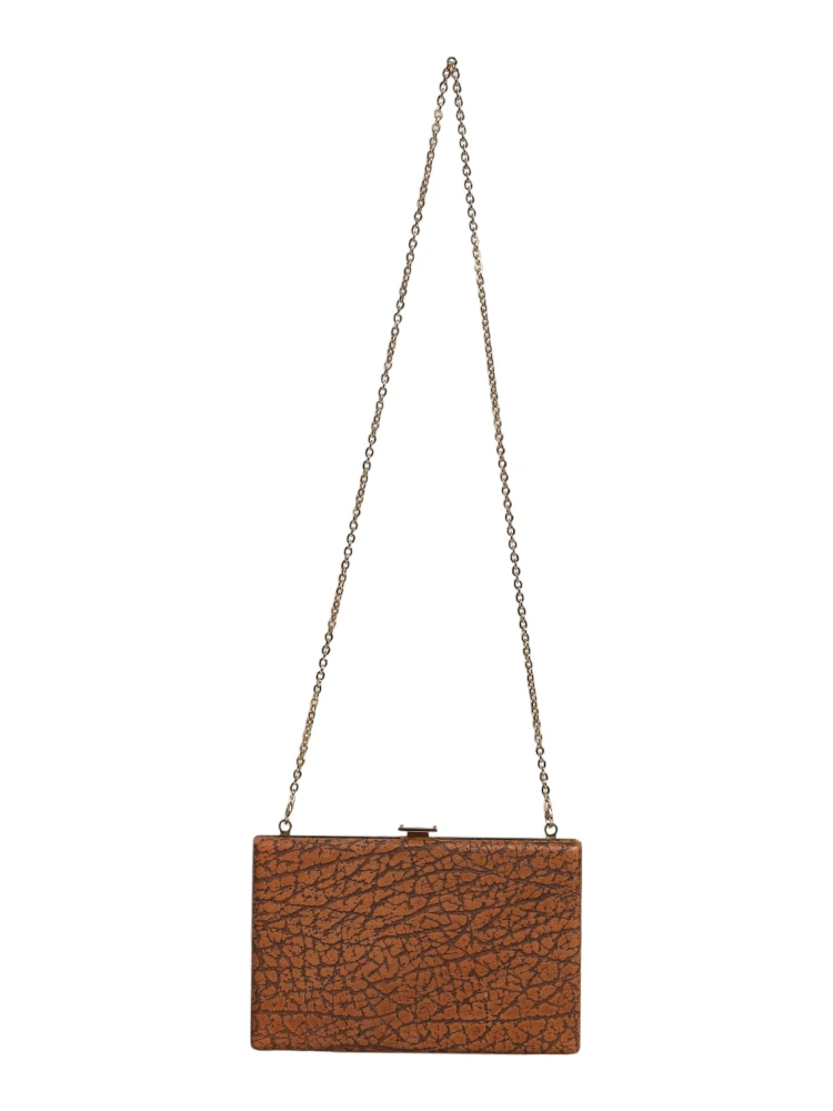 Brown Leather Gold Frame Clutch Mini Crossbody Bag alternative