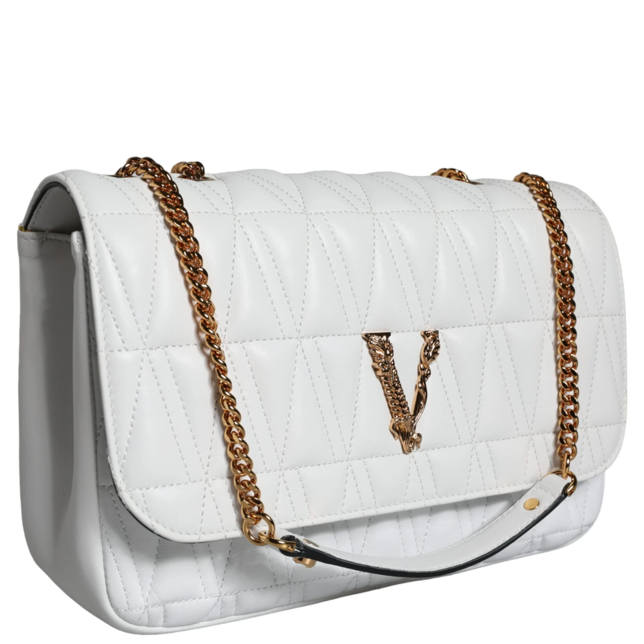 White Mini Nappa Leather Crossbody Shoulder Bag
