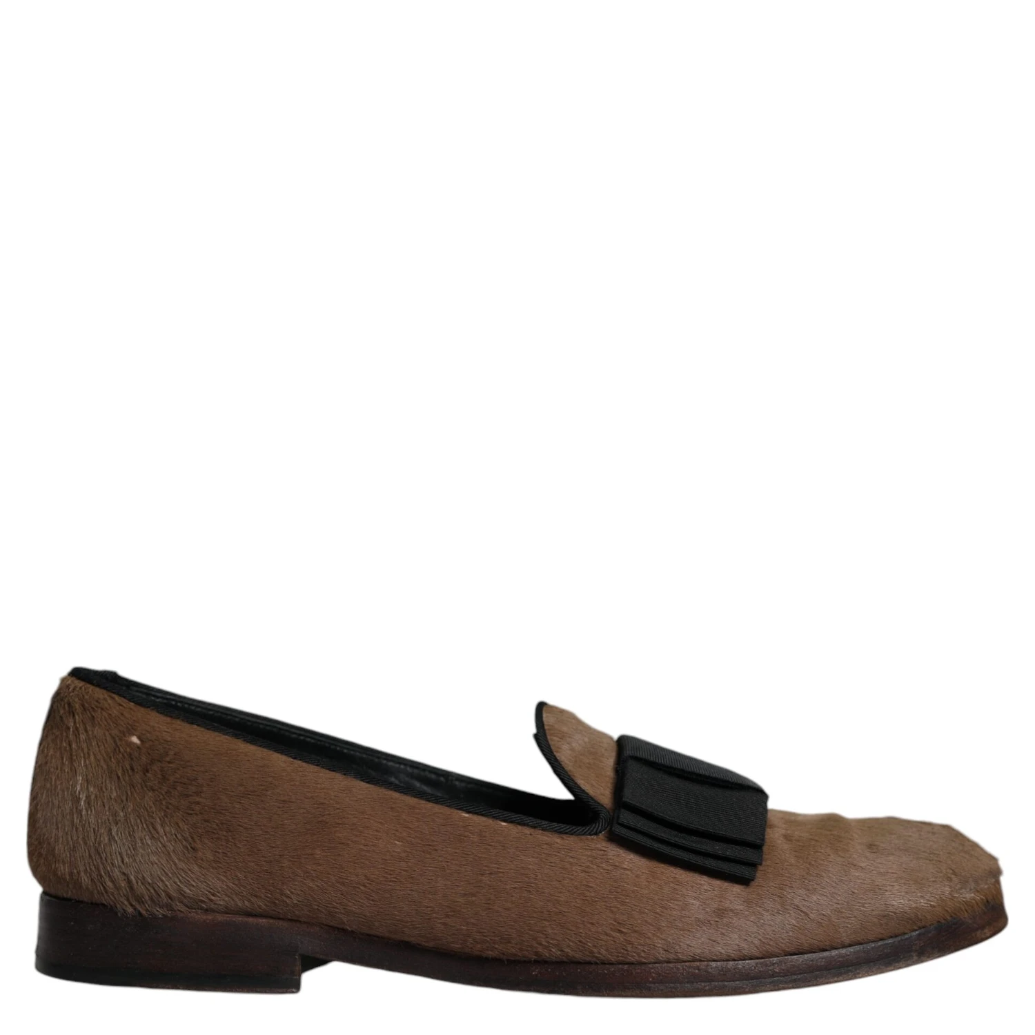 Brown Calf Hair Leather Loafers Formal Dress Shoes
