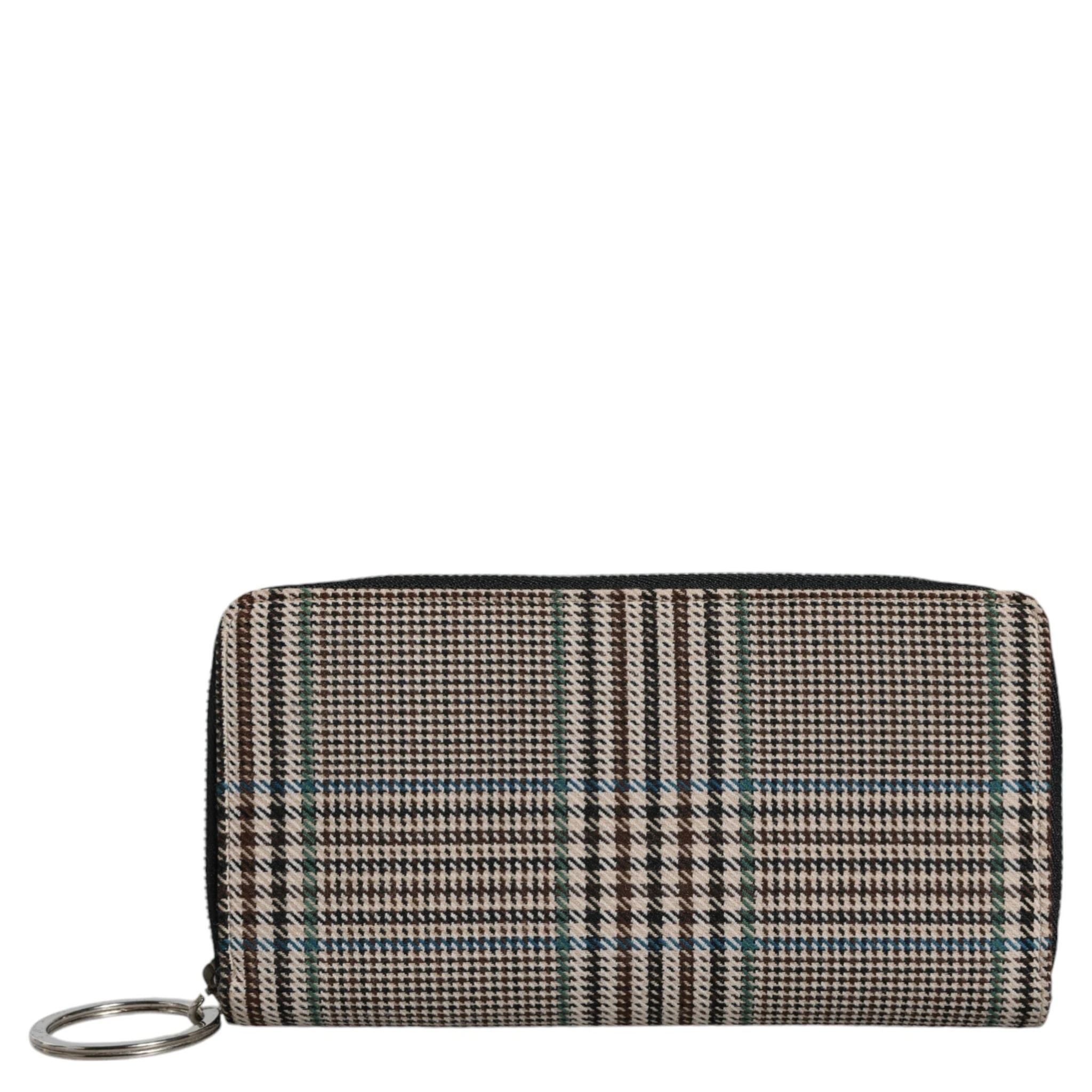 Multicolor Houndstooth Continental Zip Around Clutch Wallet