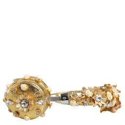 Gold Leather Floral Crystal Angel Headphones