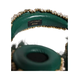 Green Gold Crystal Fur Headset Audio AUX Headphones