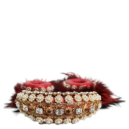 Red Gold Crystal Fur Headset Audio AUX Headphones