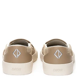 Beige Leather Slip-On Loafers