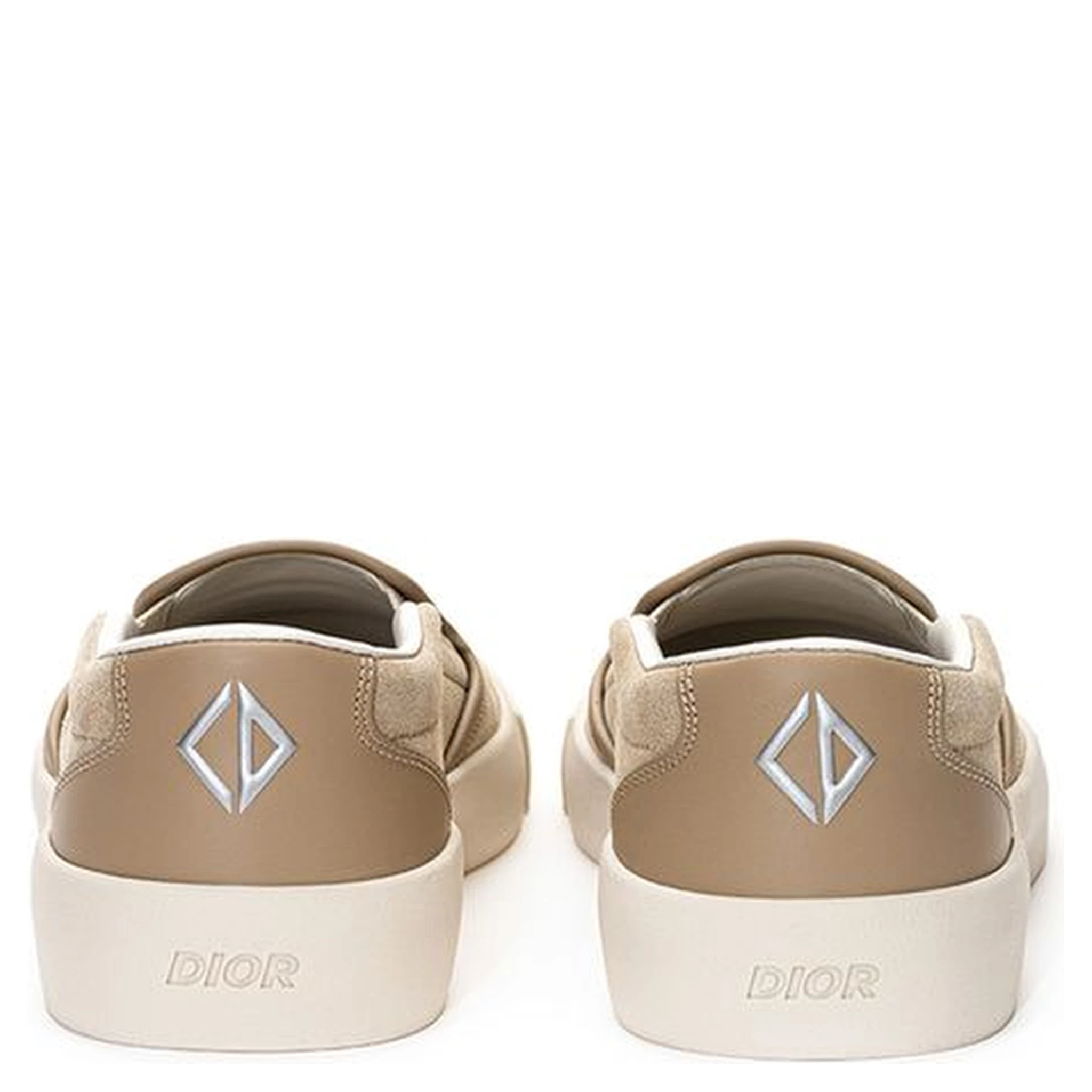 Beige Leather Slip-On Loafers