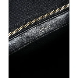 Black Top Handle Canvas Leather Logo Crossbody Tote Bag