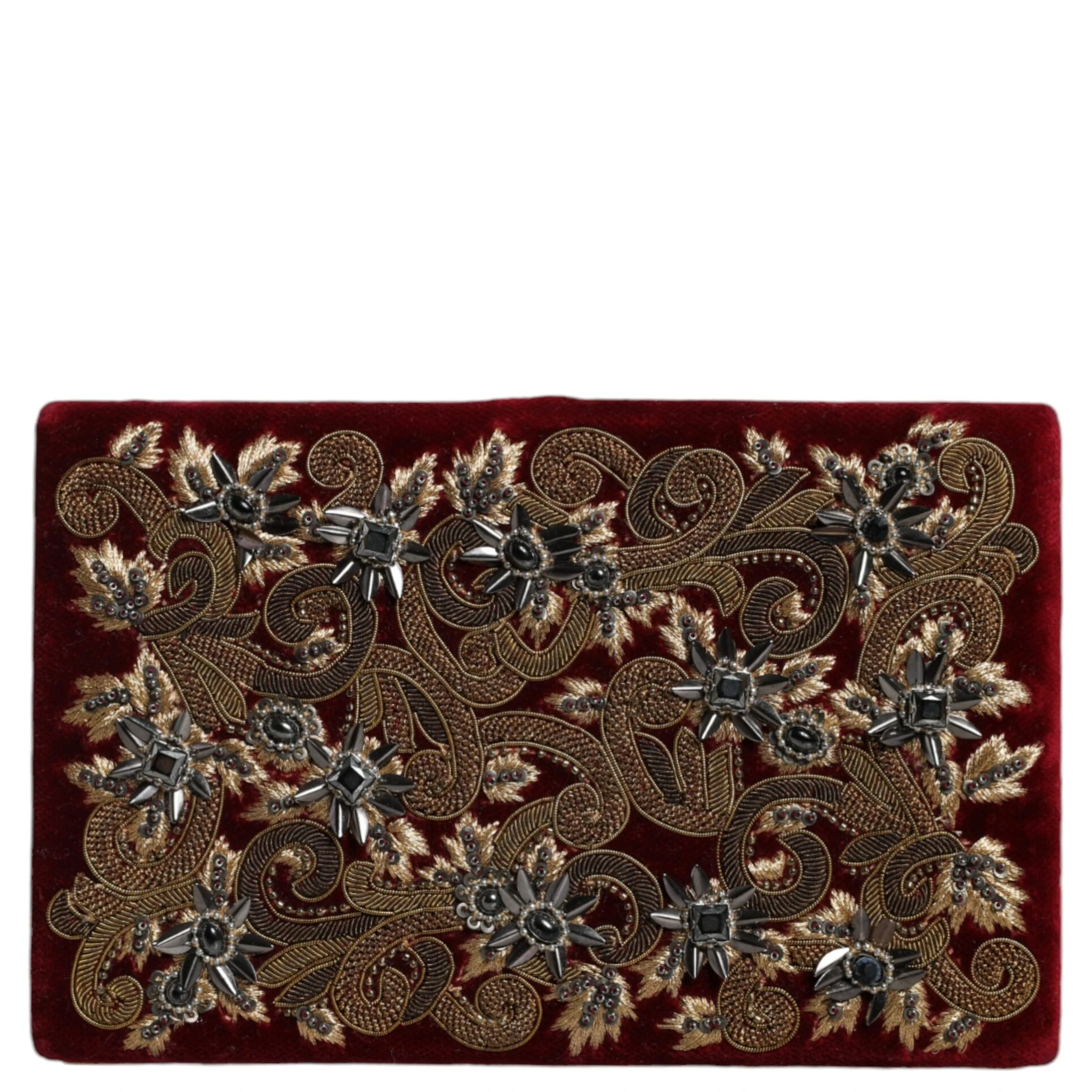 Red Velvet Gold Frame Clutch Evening Party Purse Bag