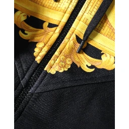 Black Medusa Print Cotton Full Zip HoodieSweatshirt Sweater