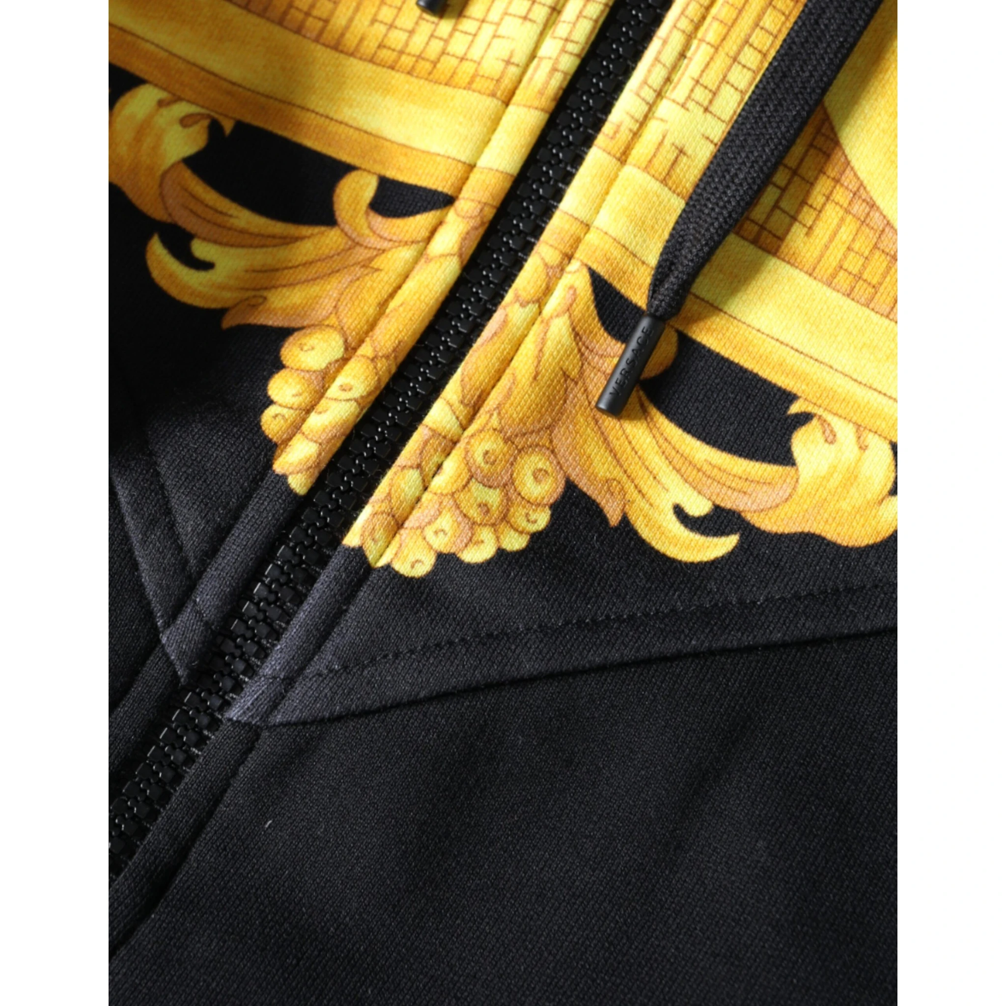 Black Medusa Print Cotton Full Zip HoodieSweatshirt Sweater