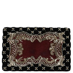 Bordeaux Black Velvet Gold Frame Clutch Evening Purse Bag