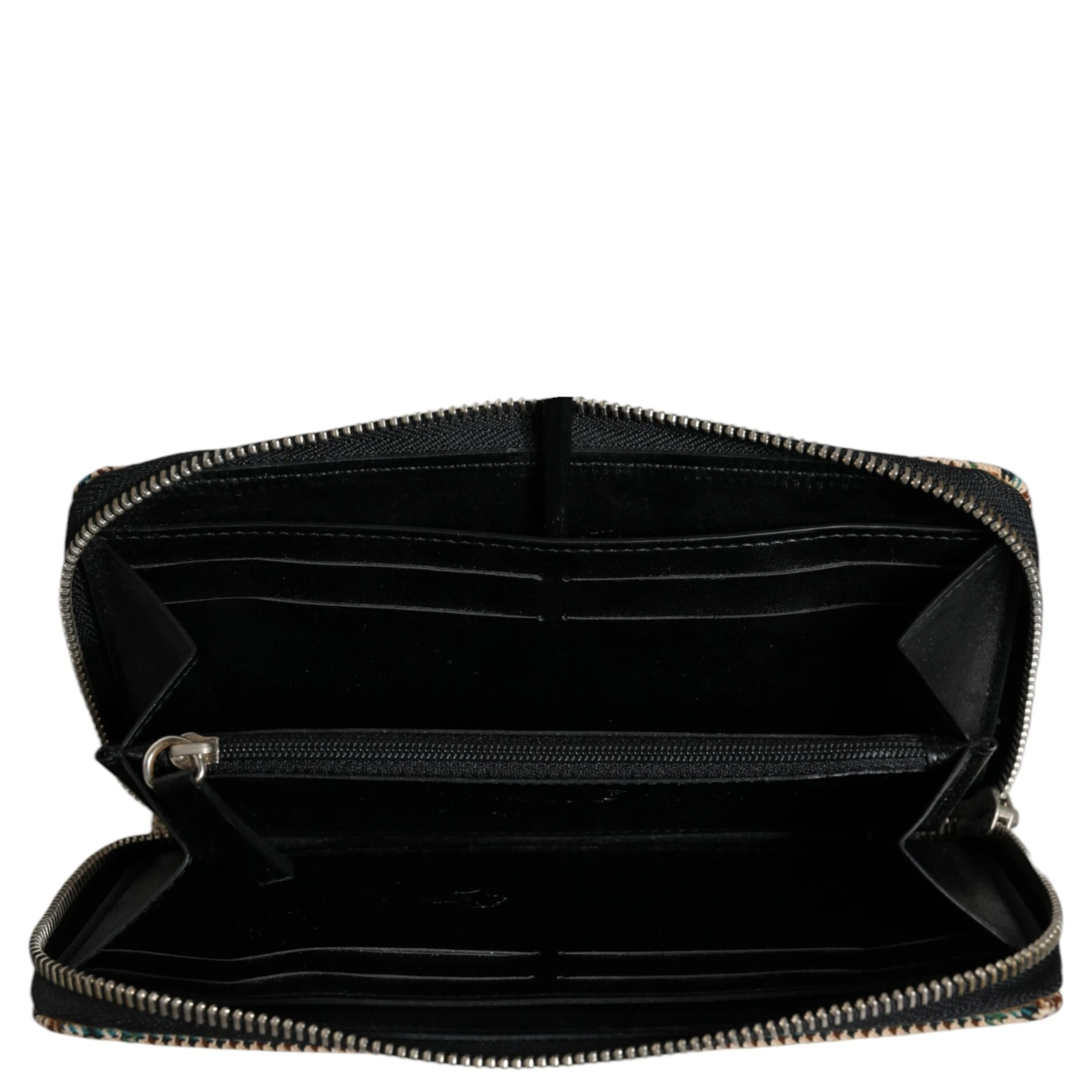 Multicolor Houndstooth Continental Zip Around Clutch Wallet