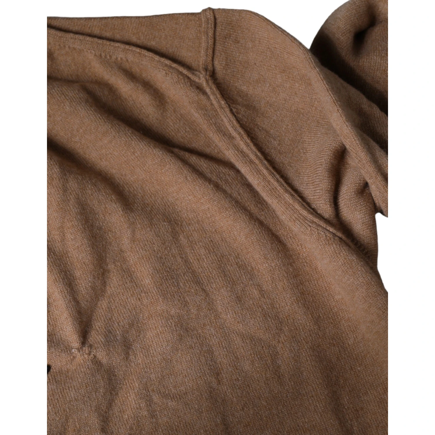 Brown Cashmere Knit V-neck Pullover Sweater