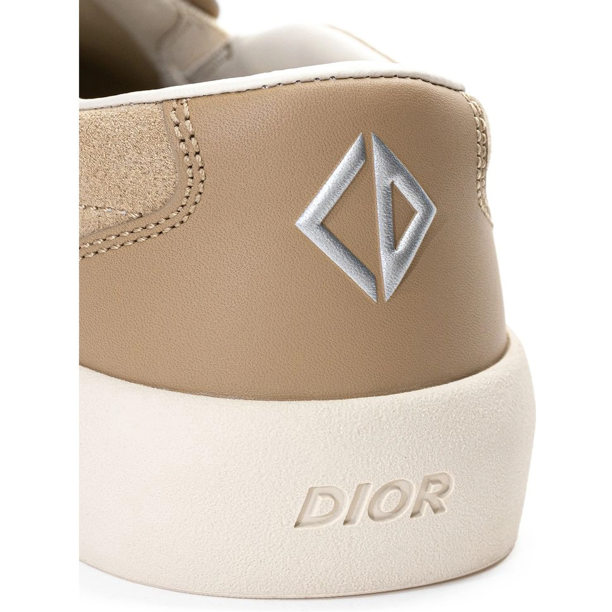 Beige Leather Slip-On Loafers