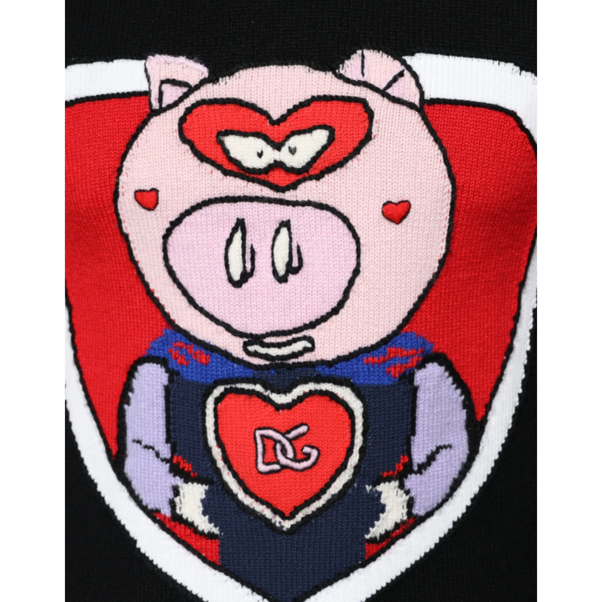 Black Cashmere Pig of the Year Pullover Sweater