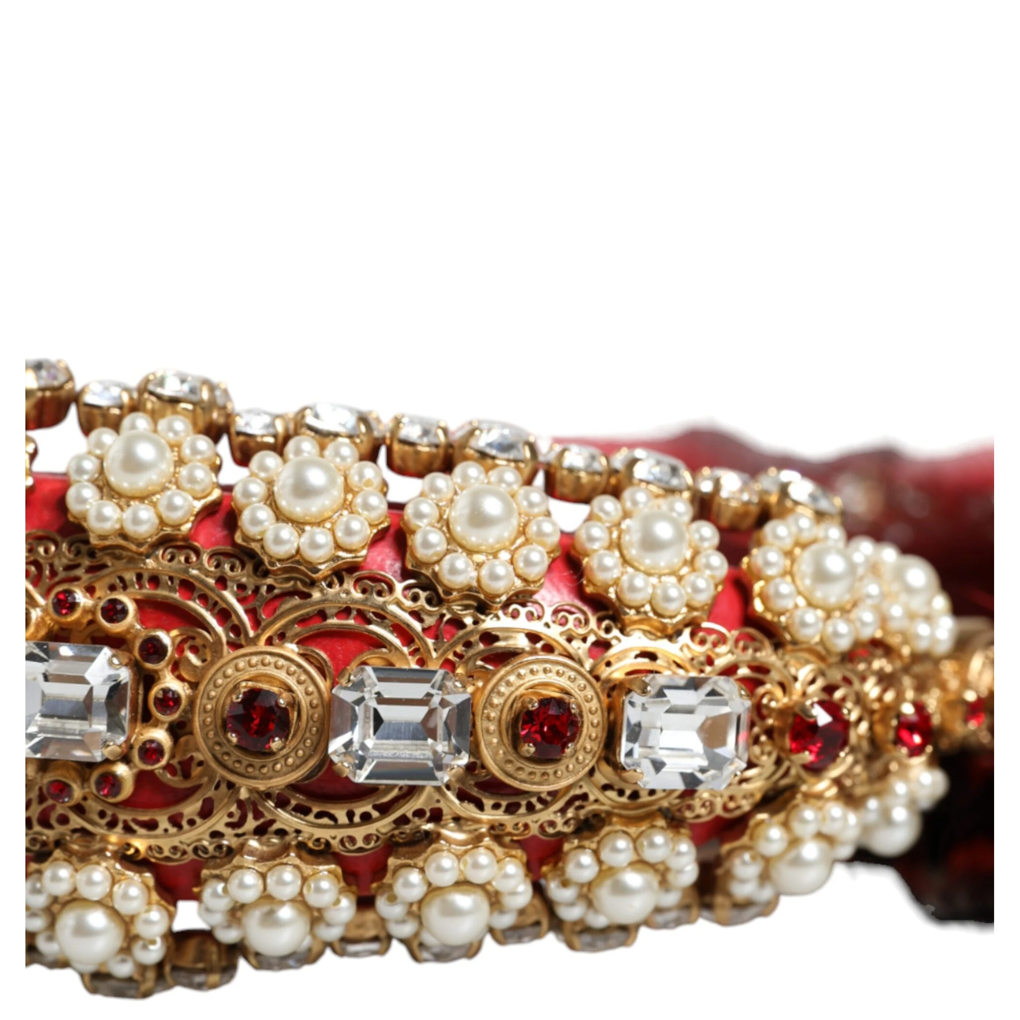 Red Gold Crystal Fur Headset Audio AUX Headphones