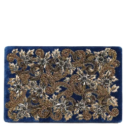 Blue Velvet Gold Frame Clutch Evening Party Purse Bag