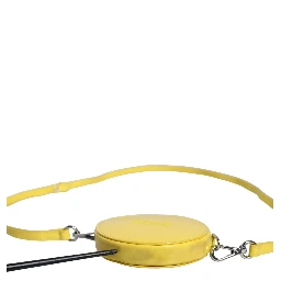 Yellow Leather Logo Crossbody Sling Shoulder Round Bag