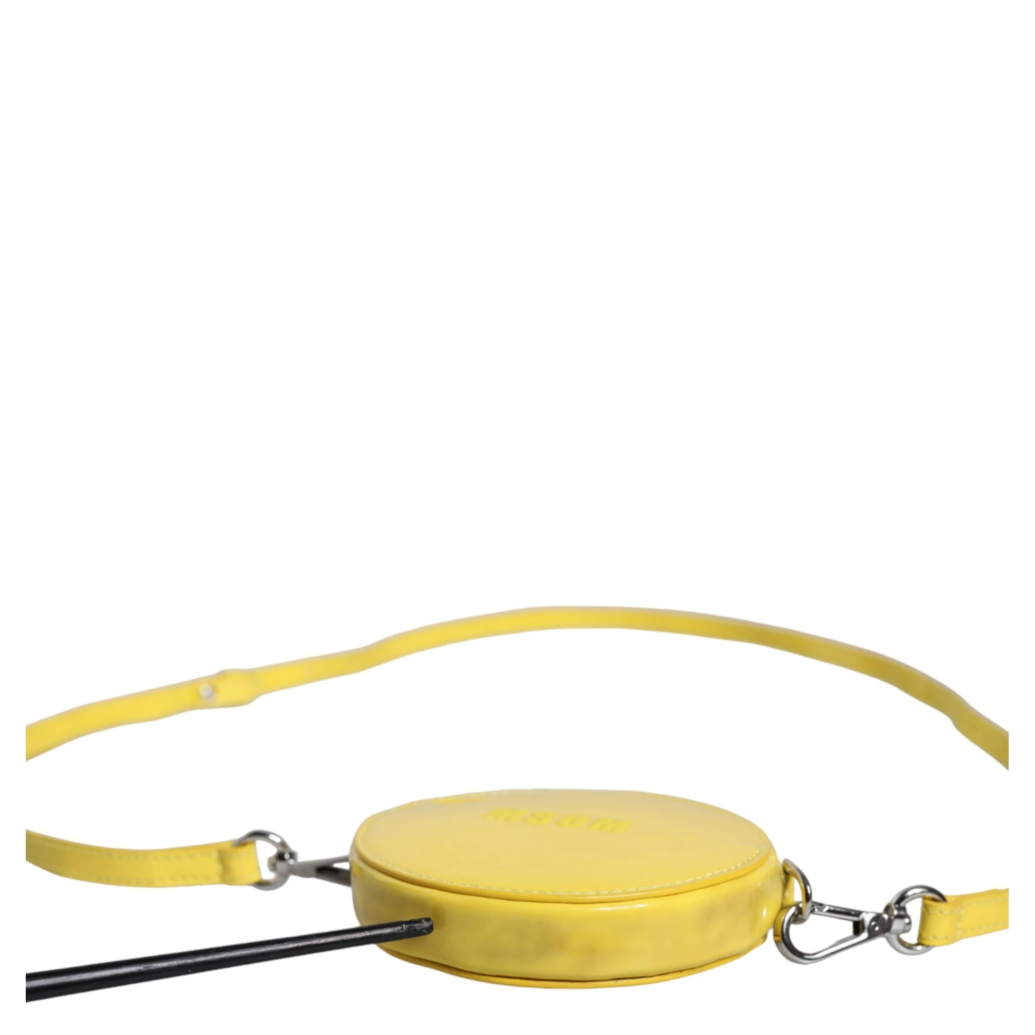 Yellow Leather Logo Crossbody Sling Shoulder Round Bag