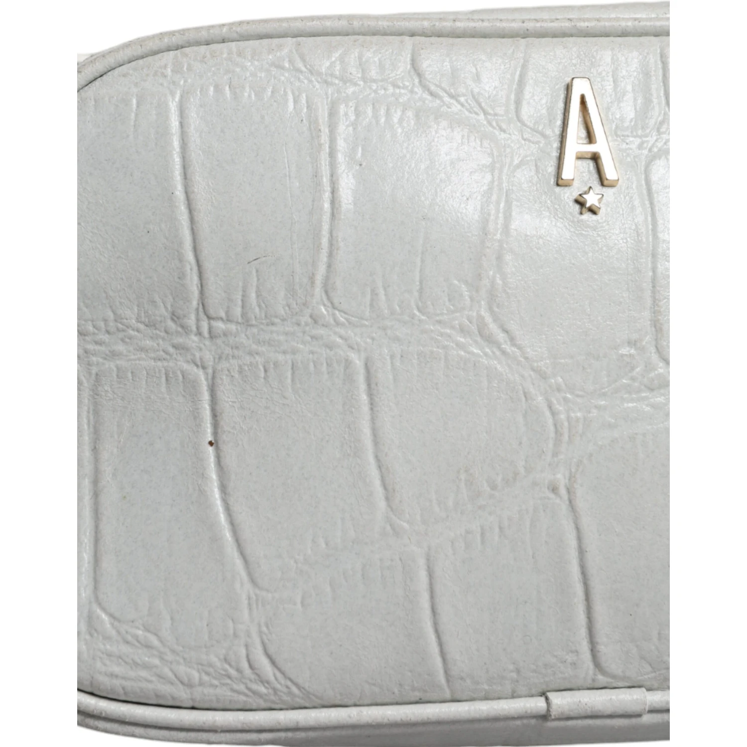 White Croc Print Leather Crossbody Sling Bag