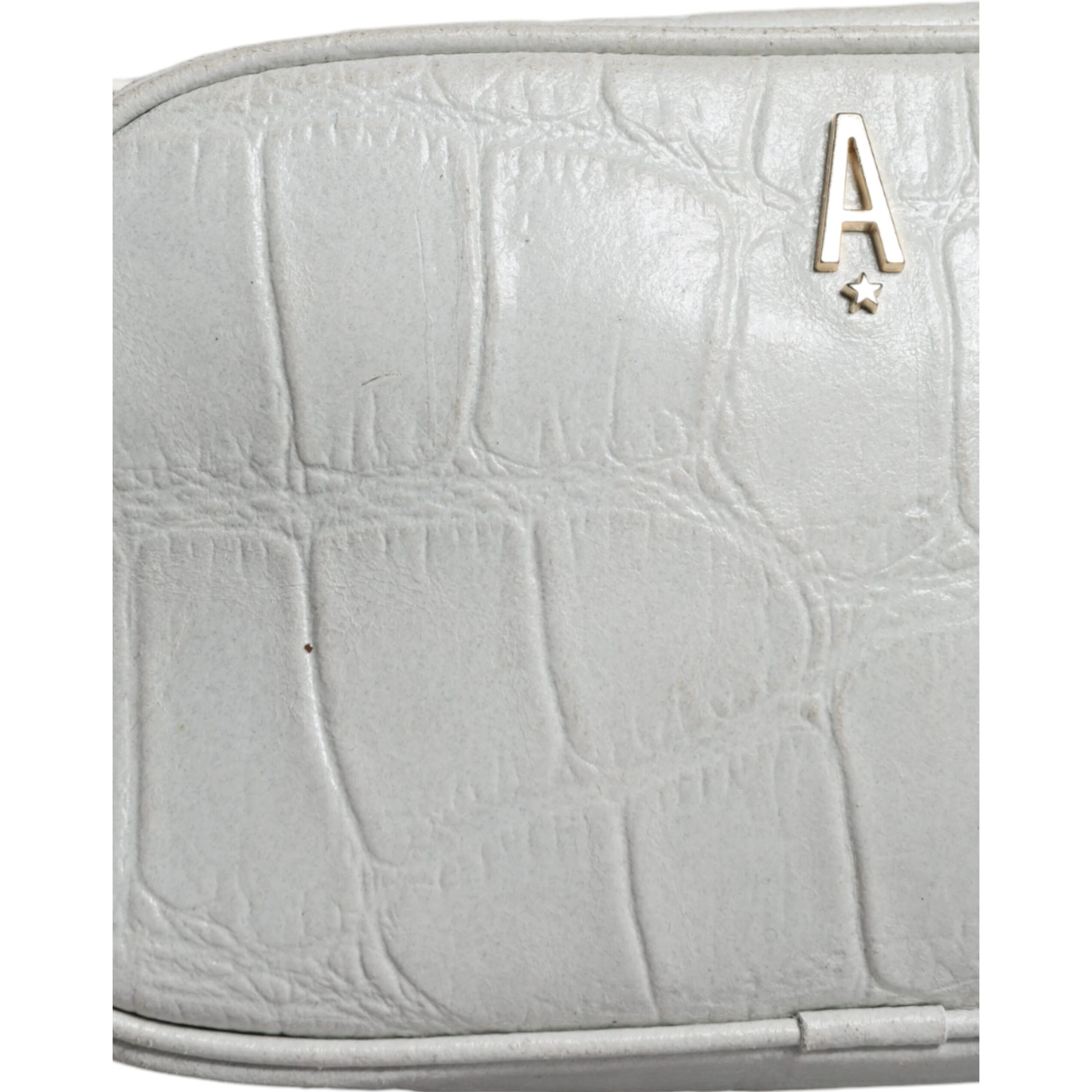 White Croc Print Leather Crossbody Sling Bag
