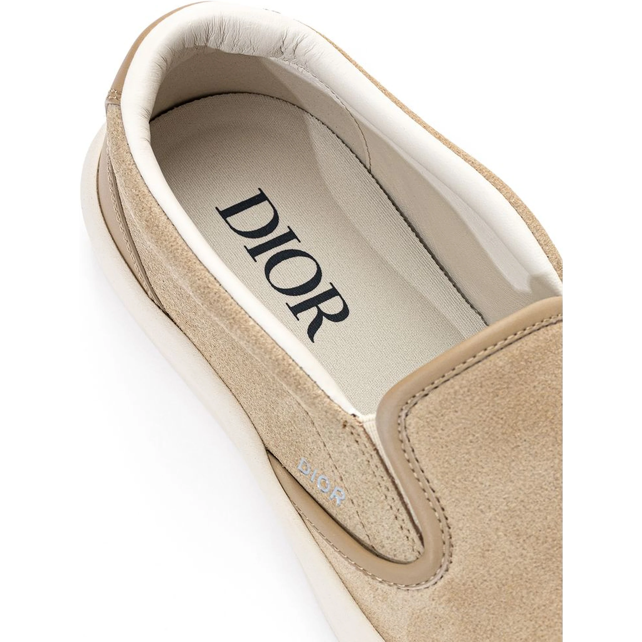 Beige Leather Slip-On Loafers