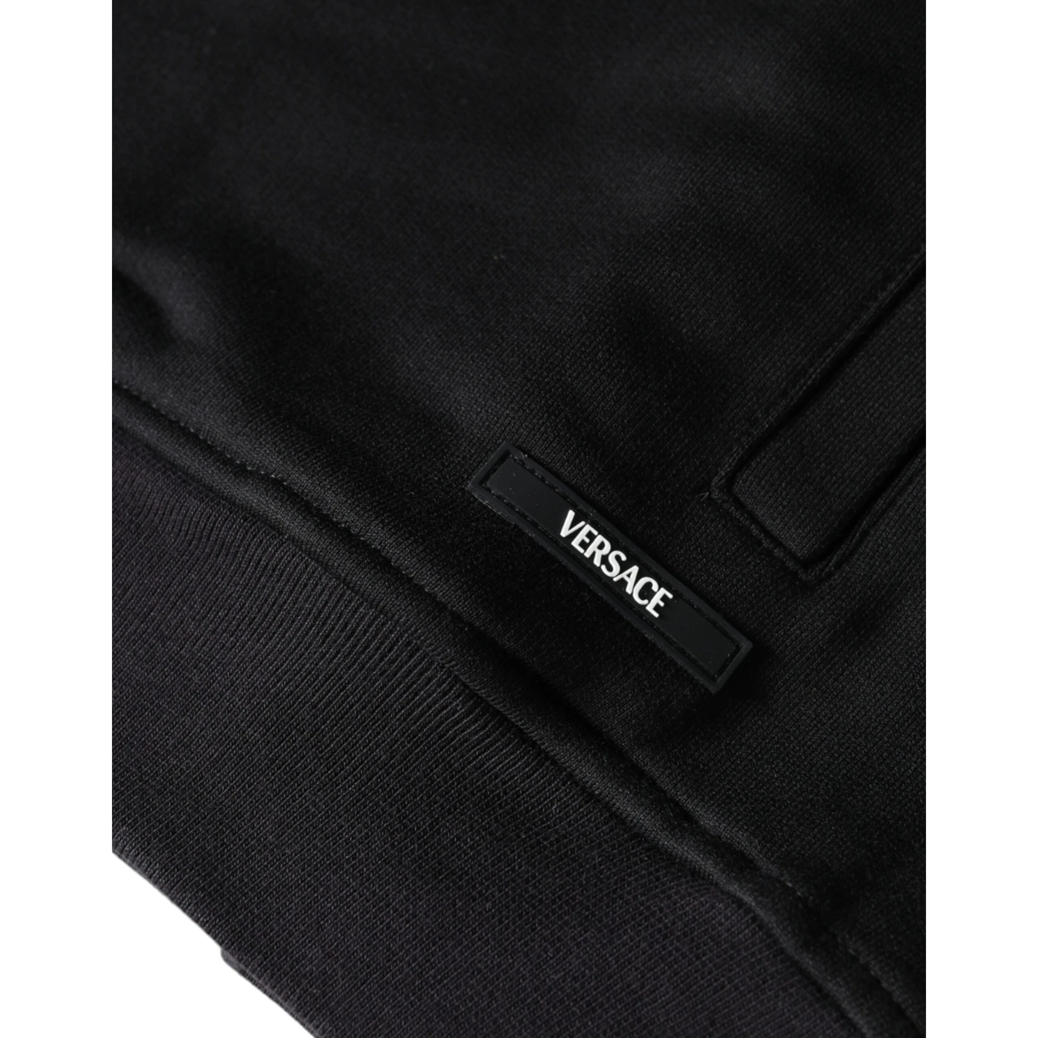 Black Medusa Print Cotton Full Zip HoodieSweatshirt Sweater