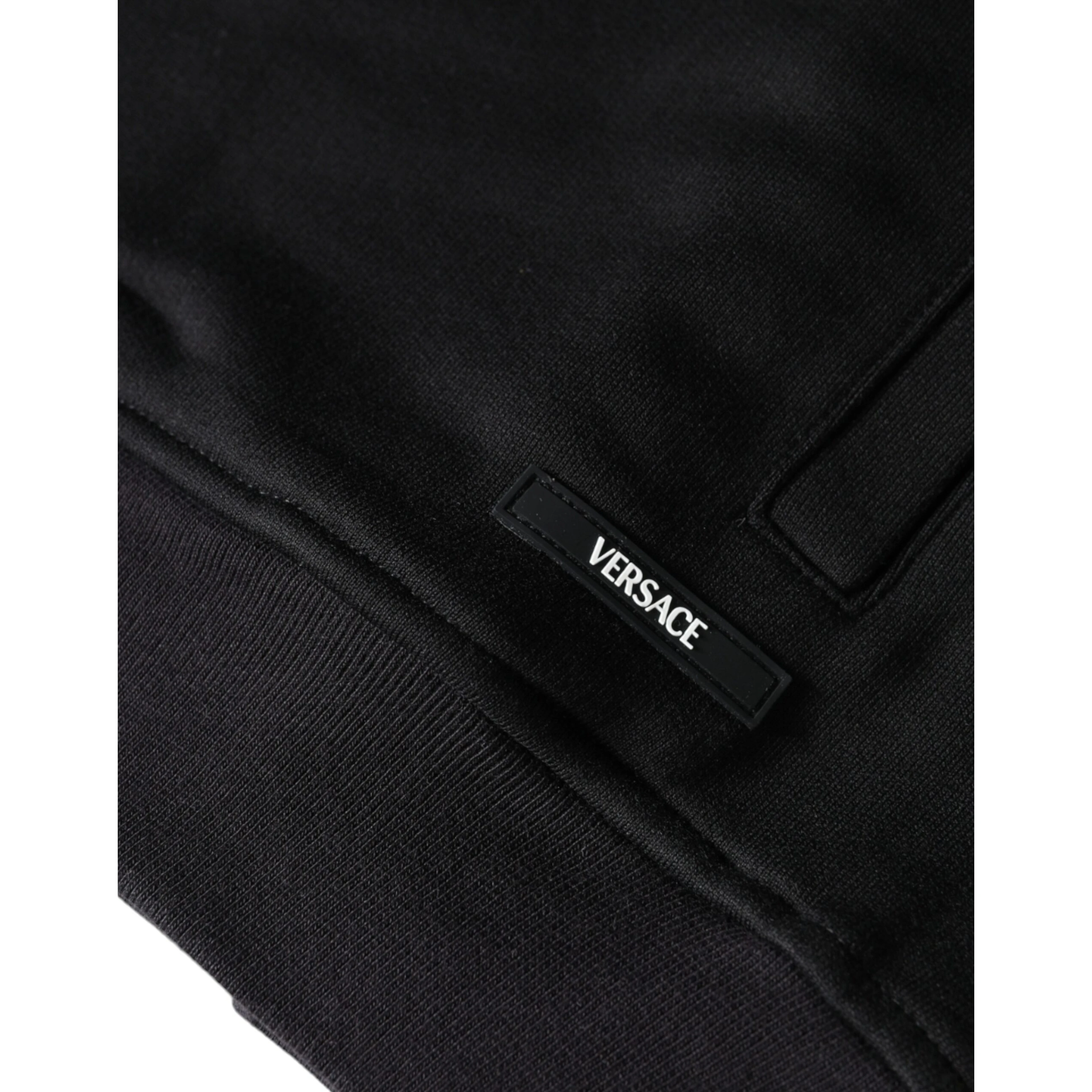 Black Medusa Print Cotton Full Zip HoodieSweatshirt Sweater