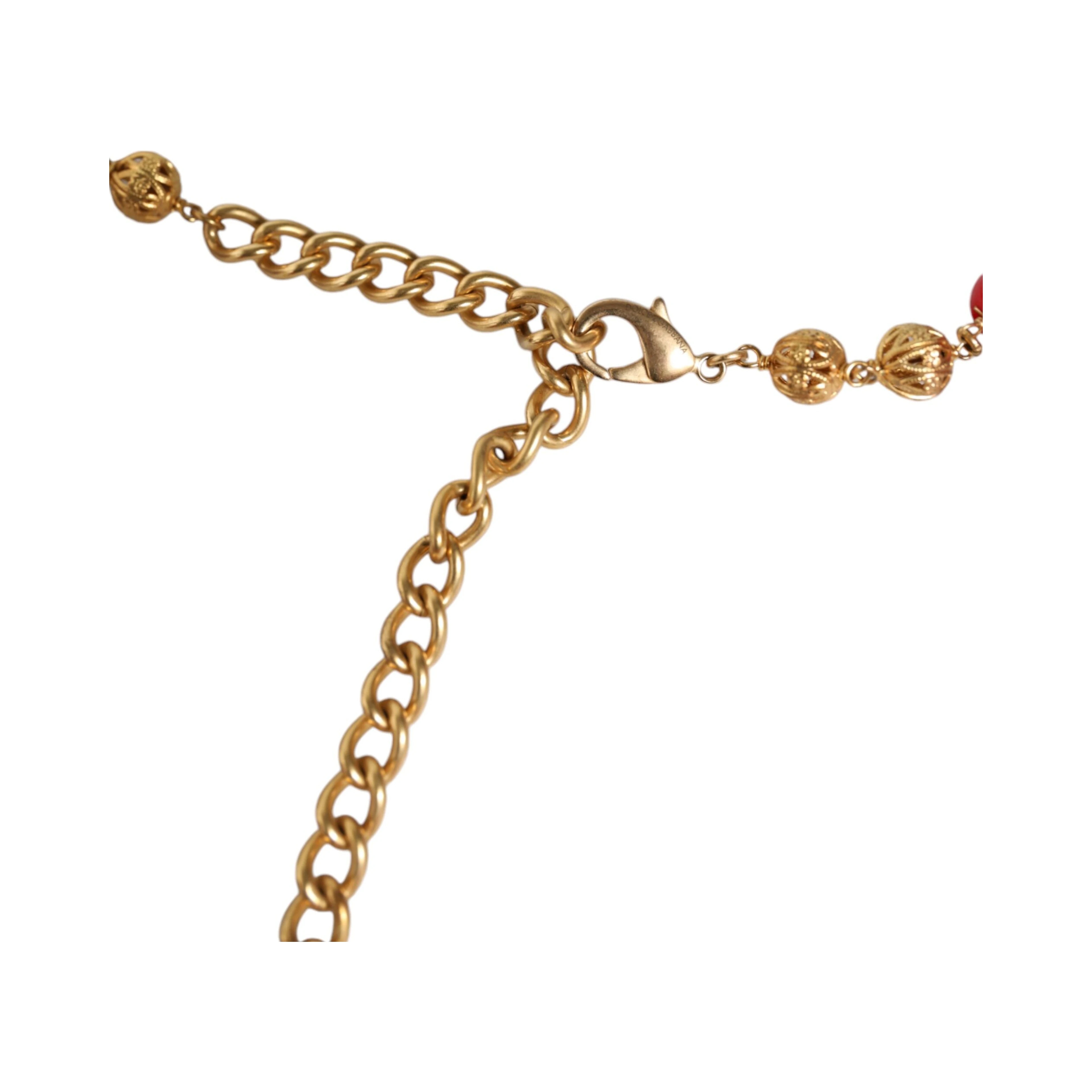 Gold Brass Red Fur Crystal Waist Torero Belt