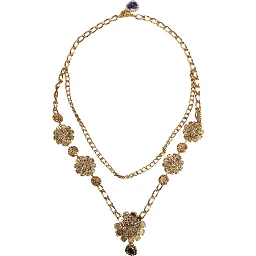 Gold Tone Floral Crystals Embellished Layered Necklace