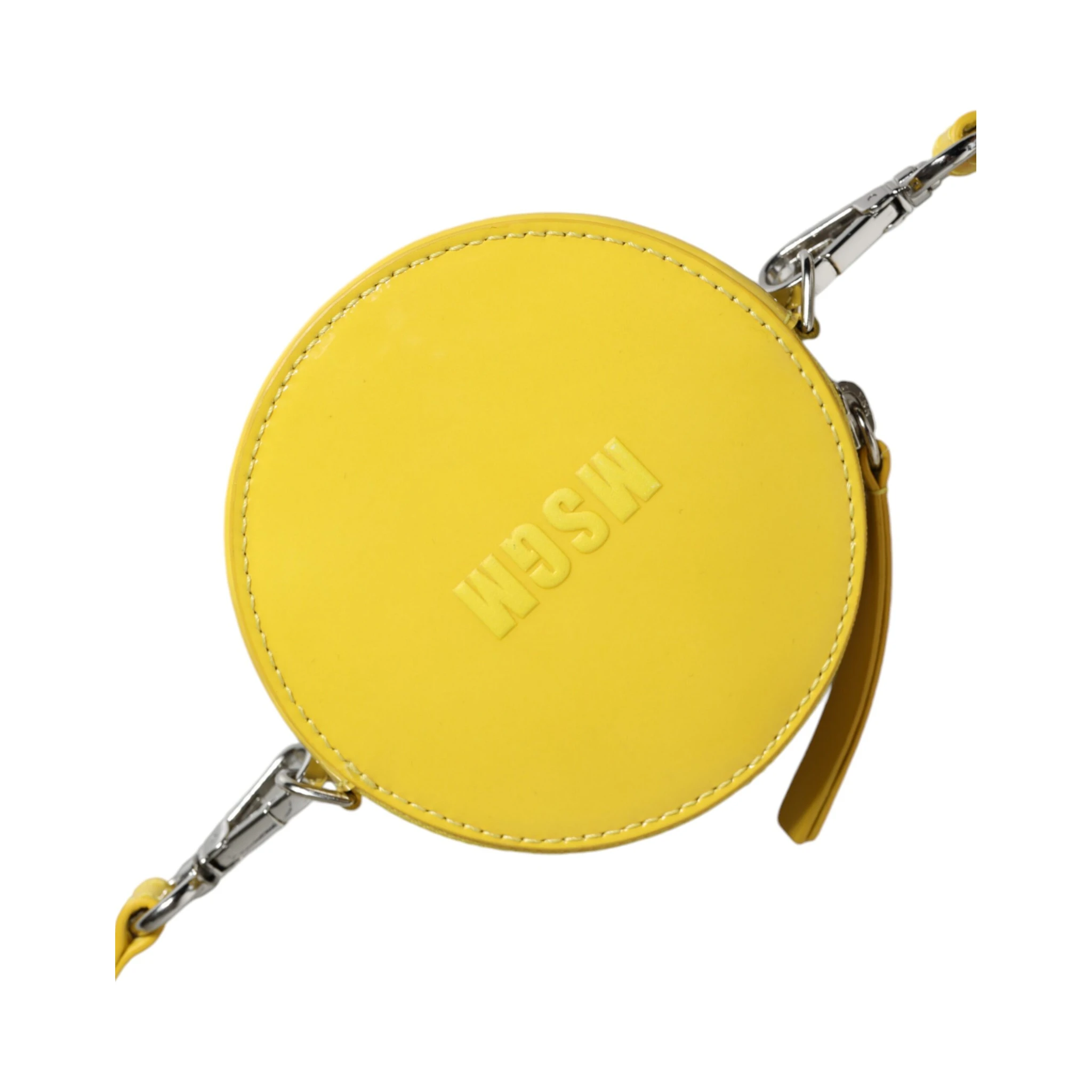 Yellow Leather Logo Crossbody Sling Shoulder Round Bag