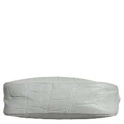 White Croc Print Leather Crossbody Sling Bag