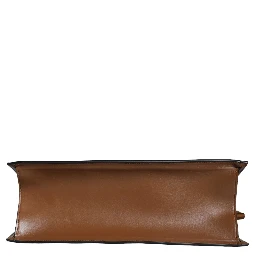 Brown Top Handle Jacquard Leather Logo Crossbody Tote Bag