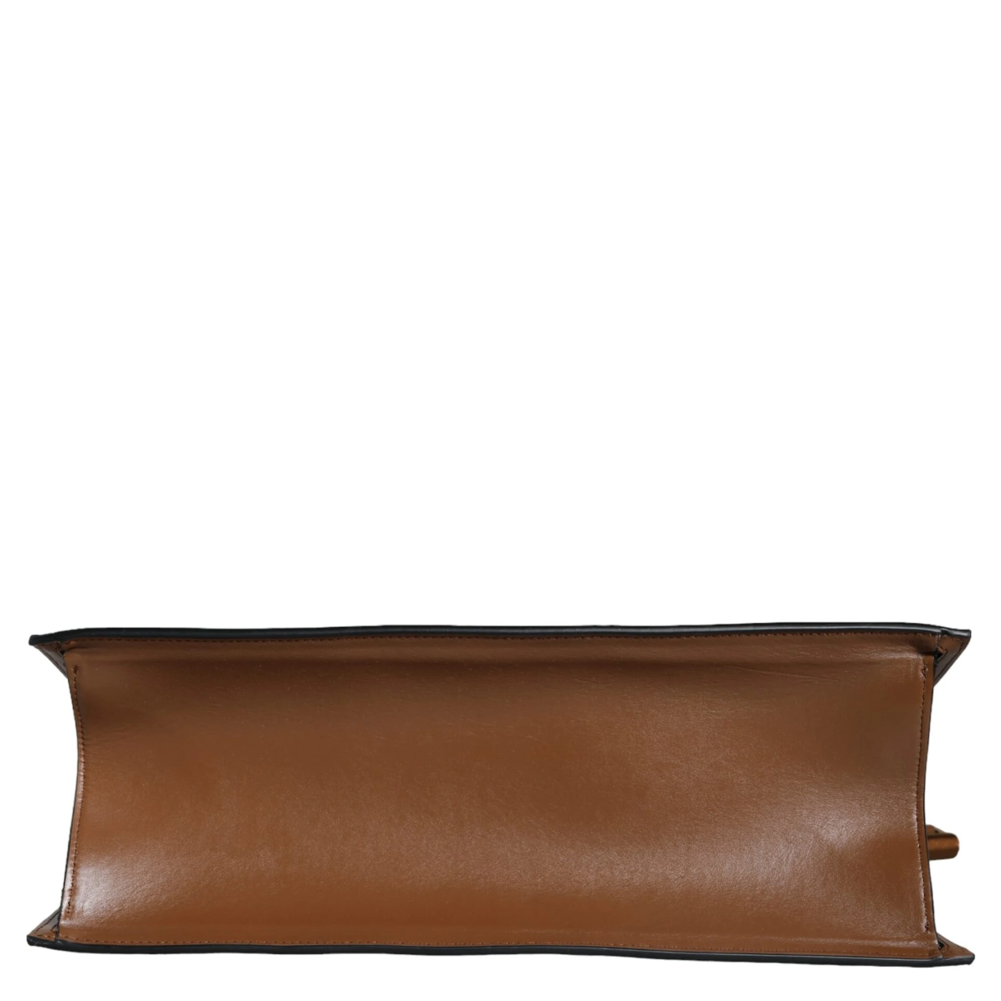 Brown Top Handle Jacquard Leather Logo Crossbody Tote Bag