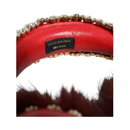 Red Gold Crystal Fur Headset Audio AUX Headphones