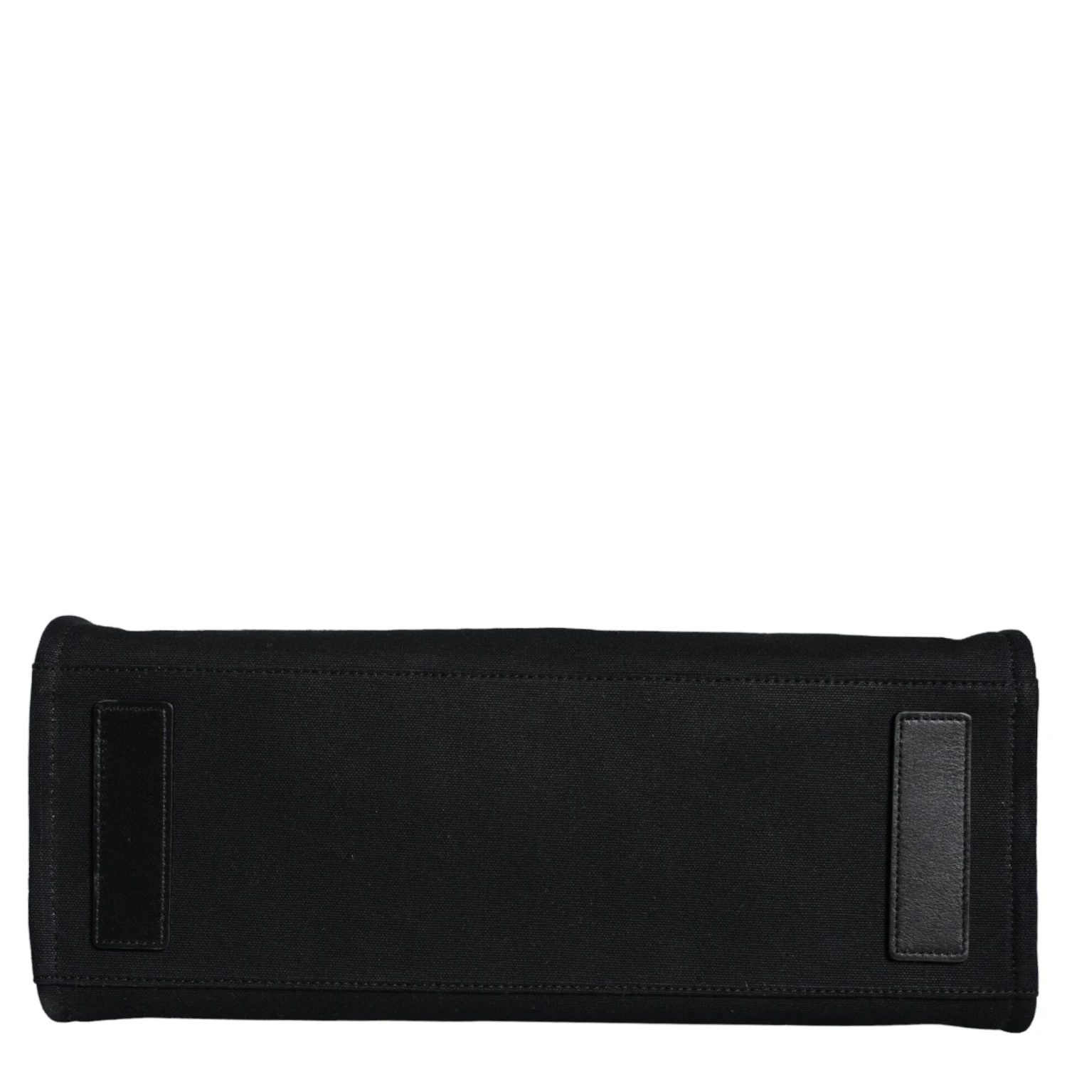Black Top Handle Canvas Leather Logo Crossbody Tote Bag