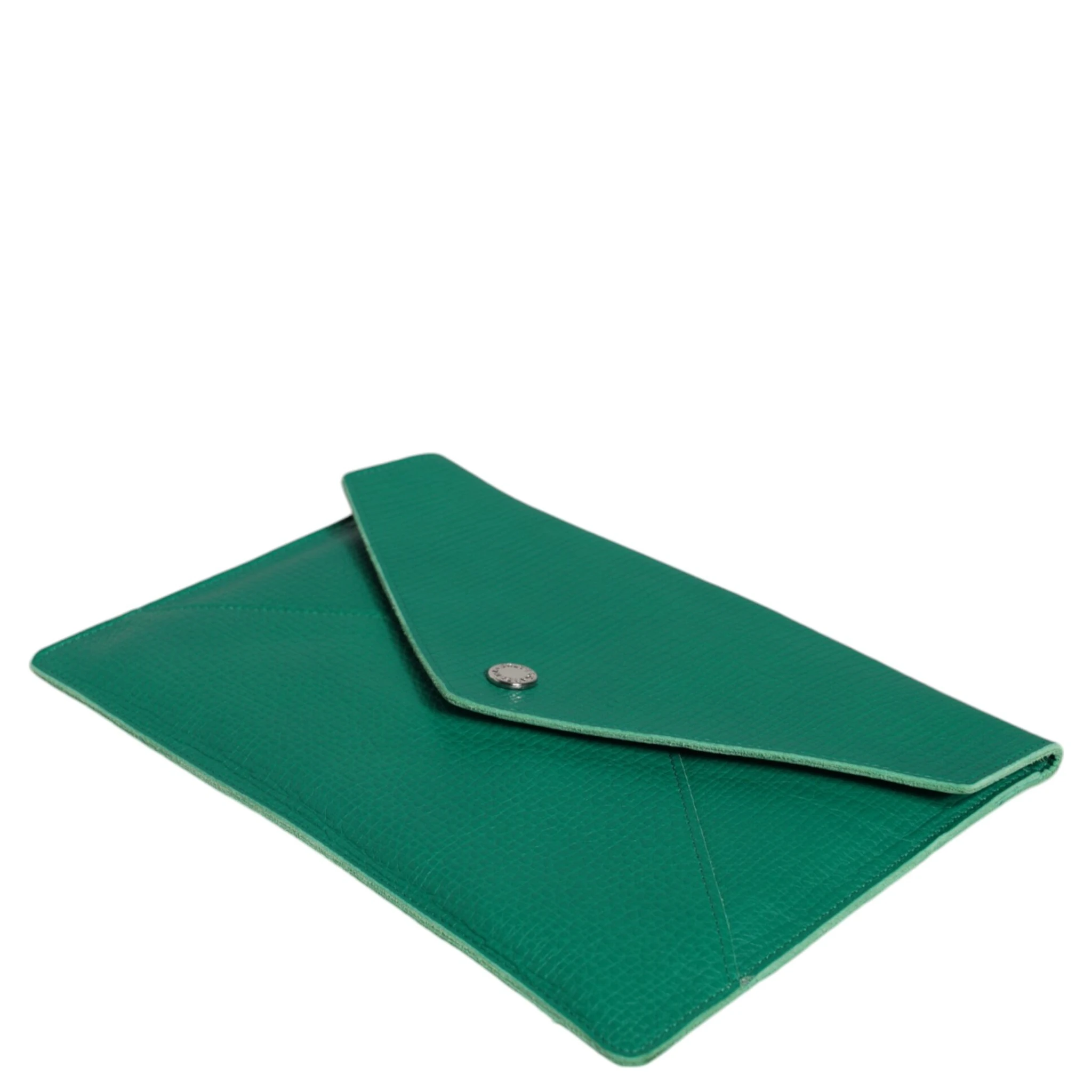 Green Leather Handbag Clutch Mini Purse Pouch Tablet Case