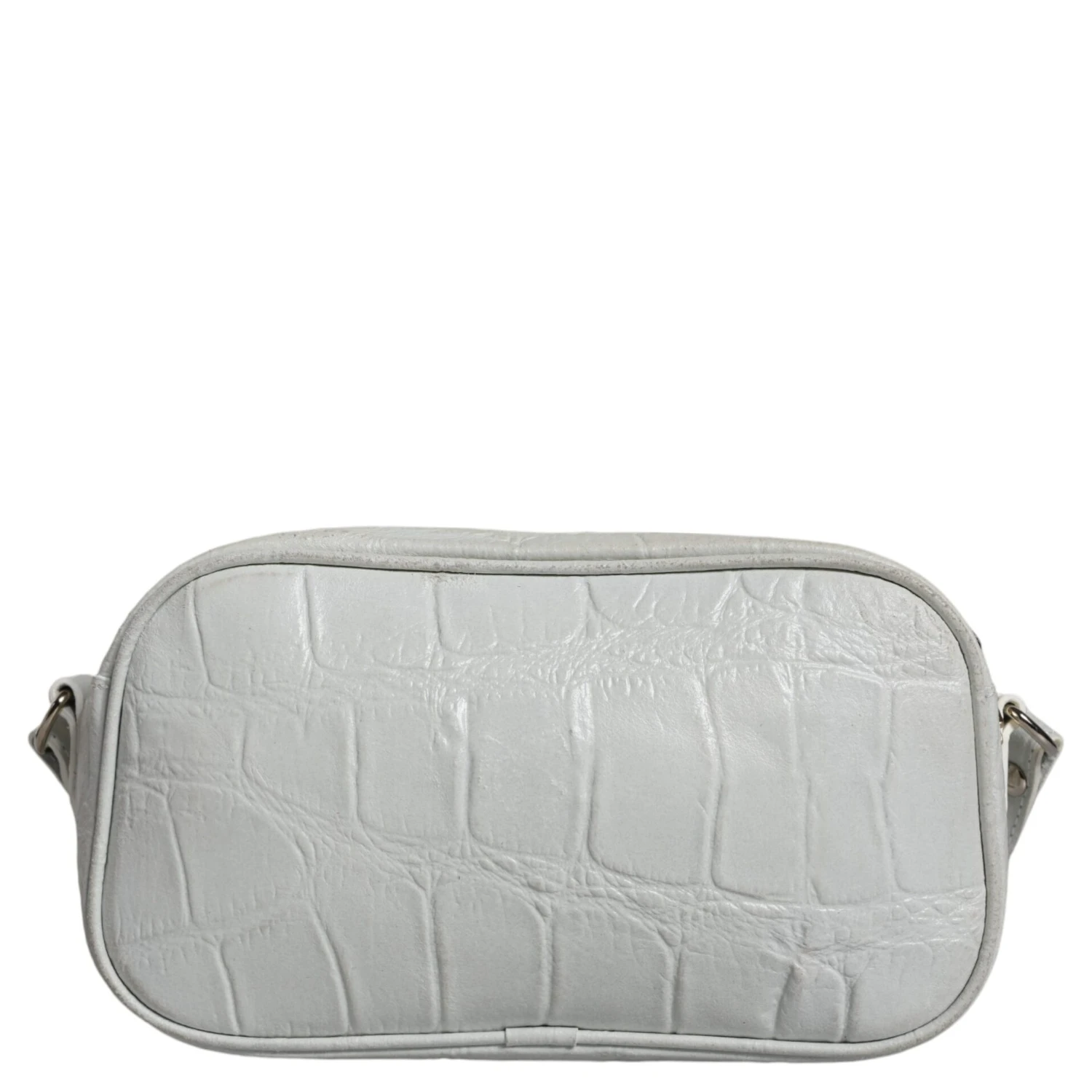 White Croc Print Leather Crossbody Sling Bag