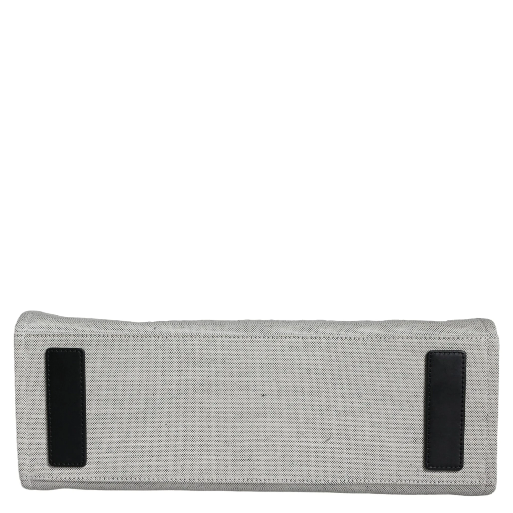 White Top Handle Canvas Leather Logo Crossbody Tote Bag