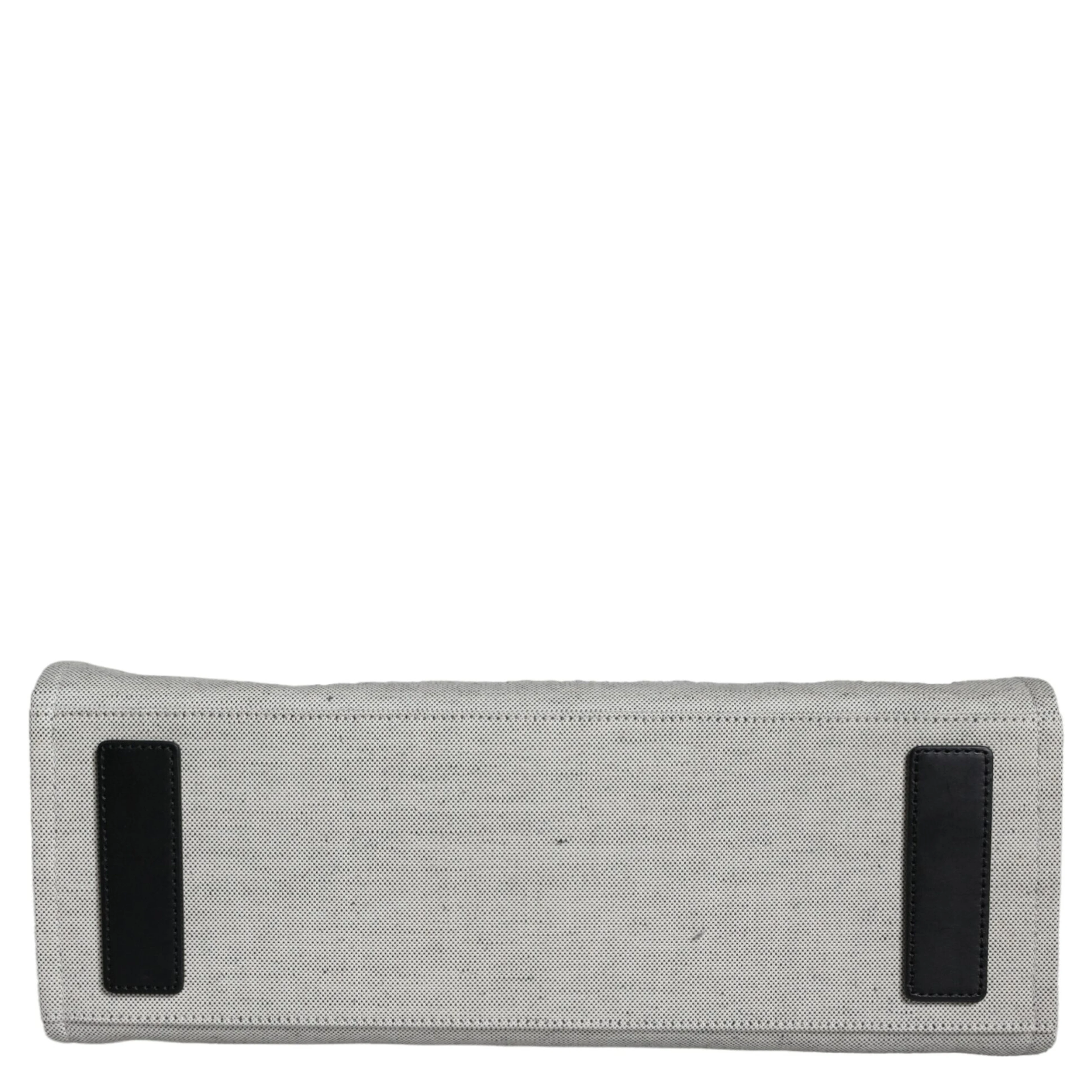 White Top Handle Canvas Leather Logo Crossbody Tote Bag
