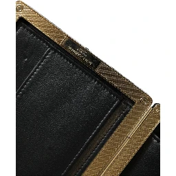 Black White Gold Frame Clutch Evening Party Purse Bag