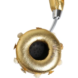 Gold Leather Floral Crystal Angel Headphones