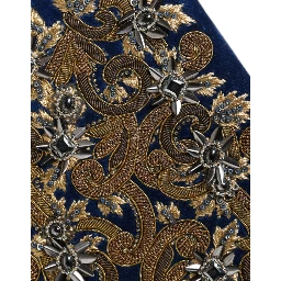 Blue Velvet Gold Frame Clutch Evening Party Purse Bag