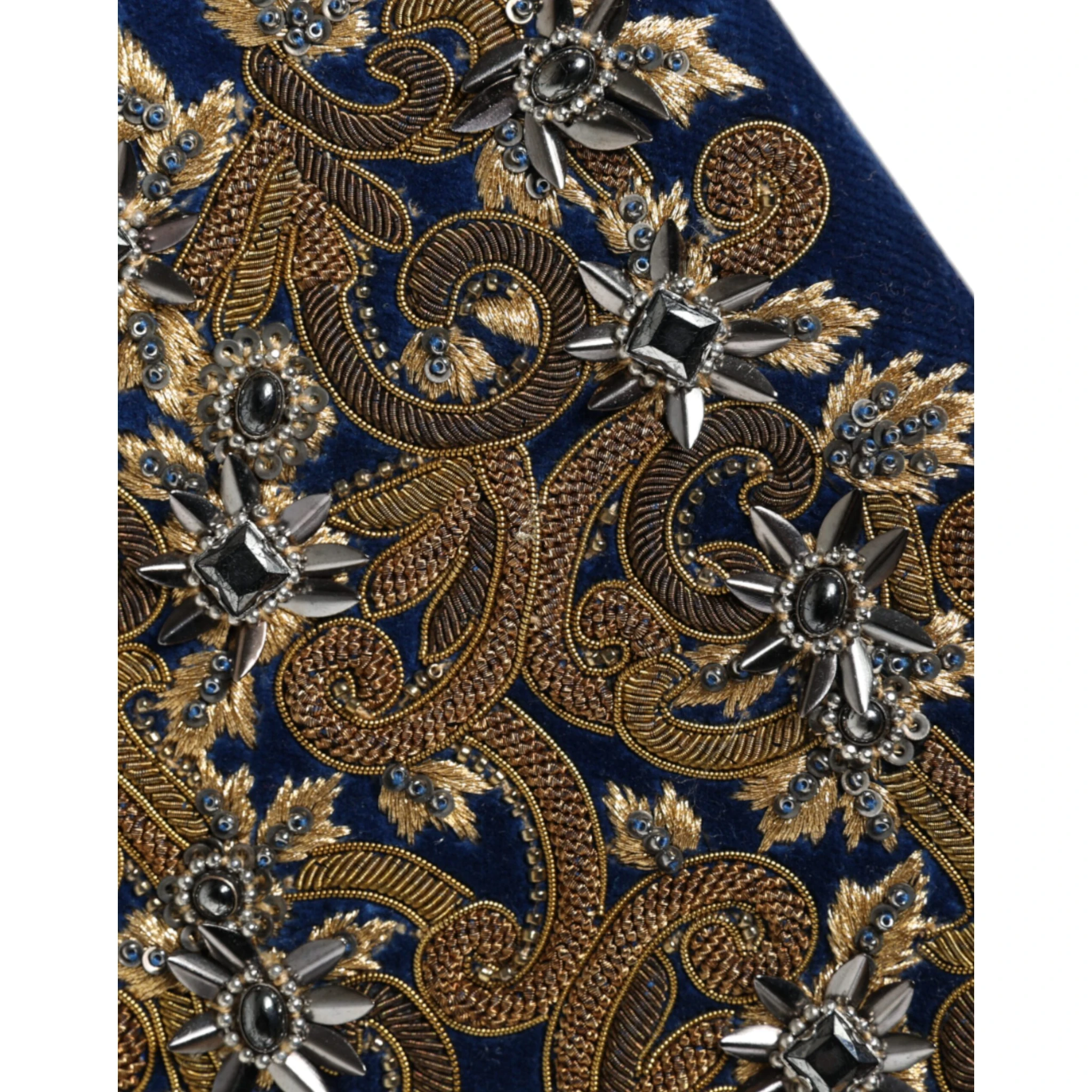 Blue Velvet Gold Frame Clutch Evening Party Purse Bag