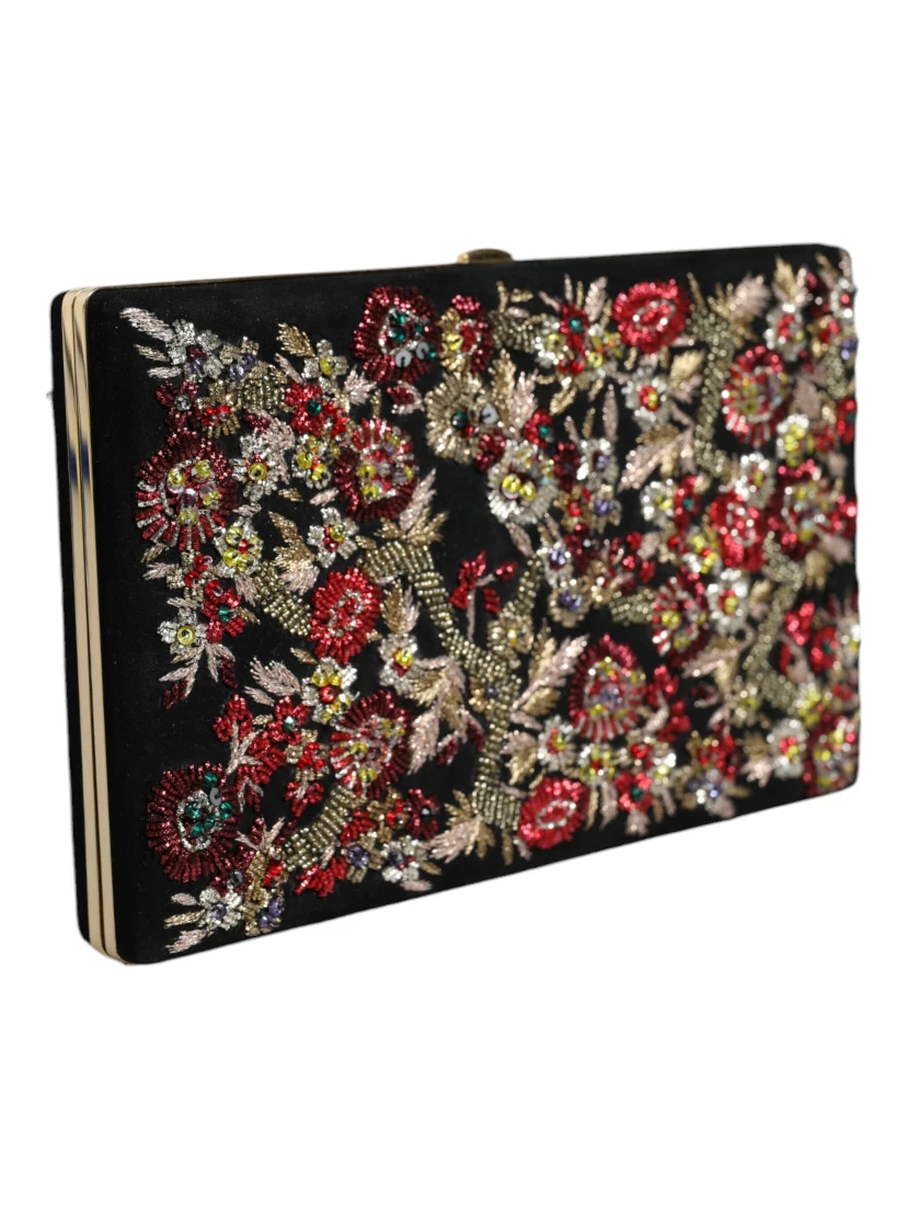 Multicolor Floral Gold Frame Clutch Evening Purse Bag