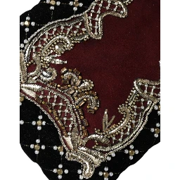 Bordeaux Black Velvet Gold Frame Clutch Evening Purse Bag