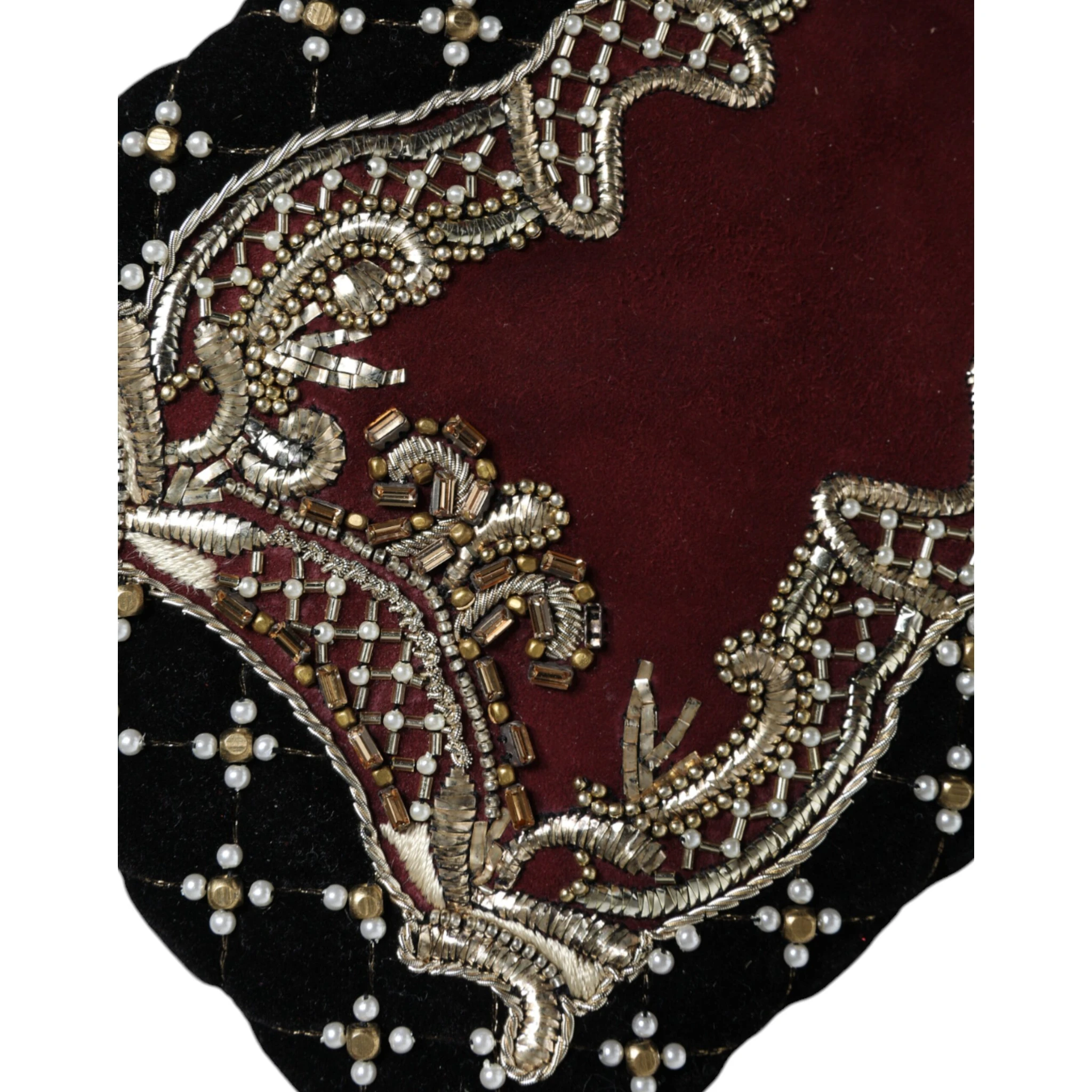 Bordeaux Black Velvet Gold Frame Clutch Evening Purse Bag