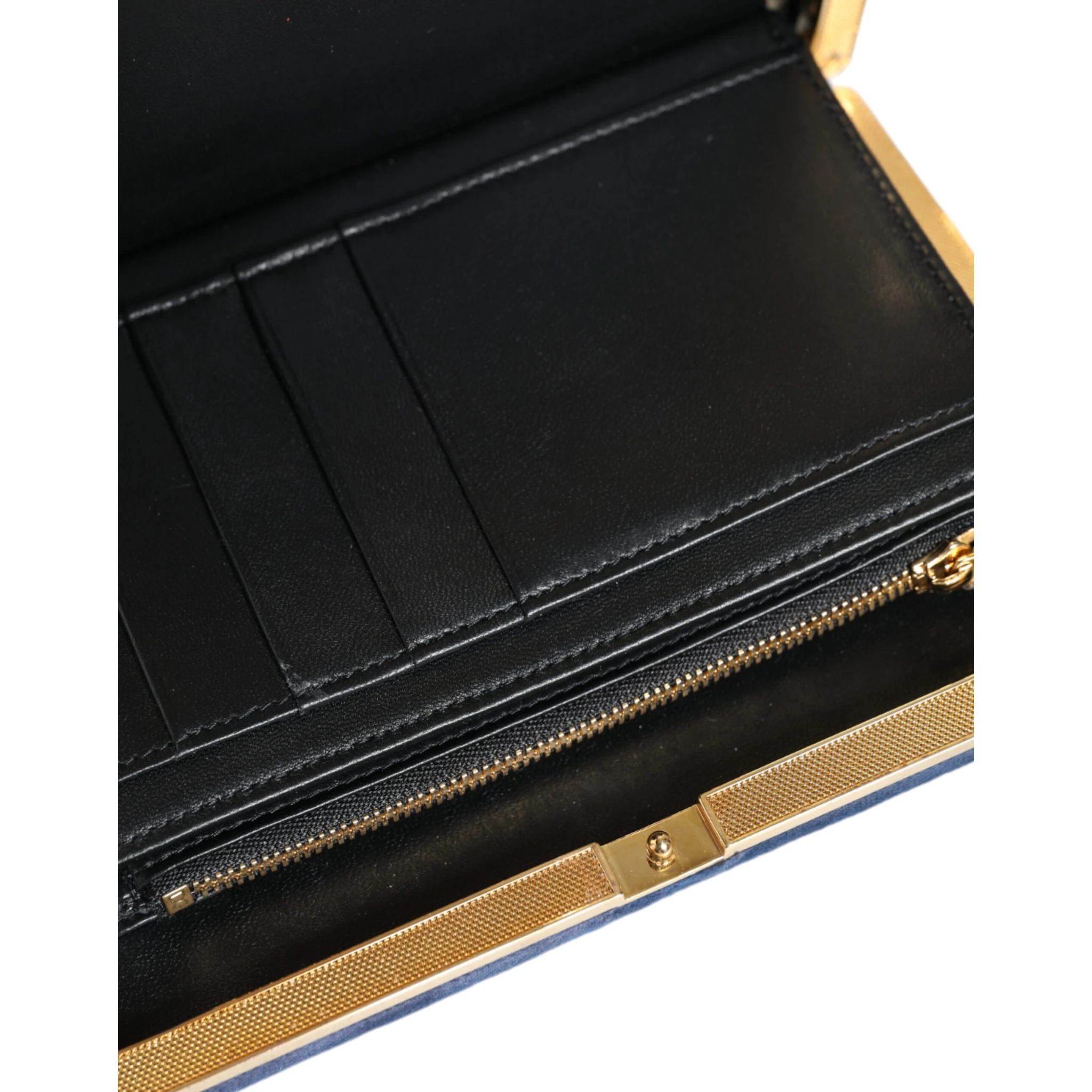 Blue Velvet Gold Frame Clutch Evening Party Purse Bag