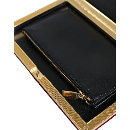 Red Velvet Gold Frame Clutch Evening Party Purse Bag