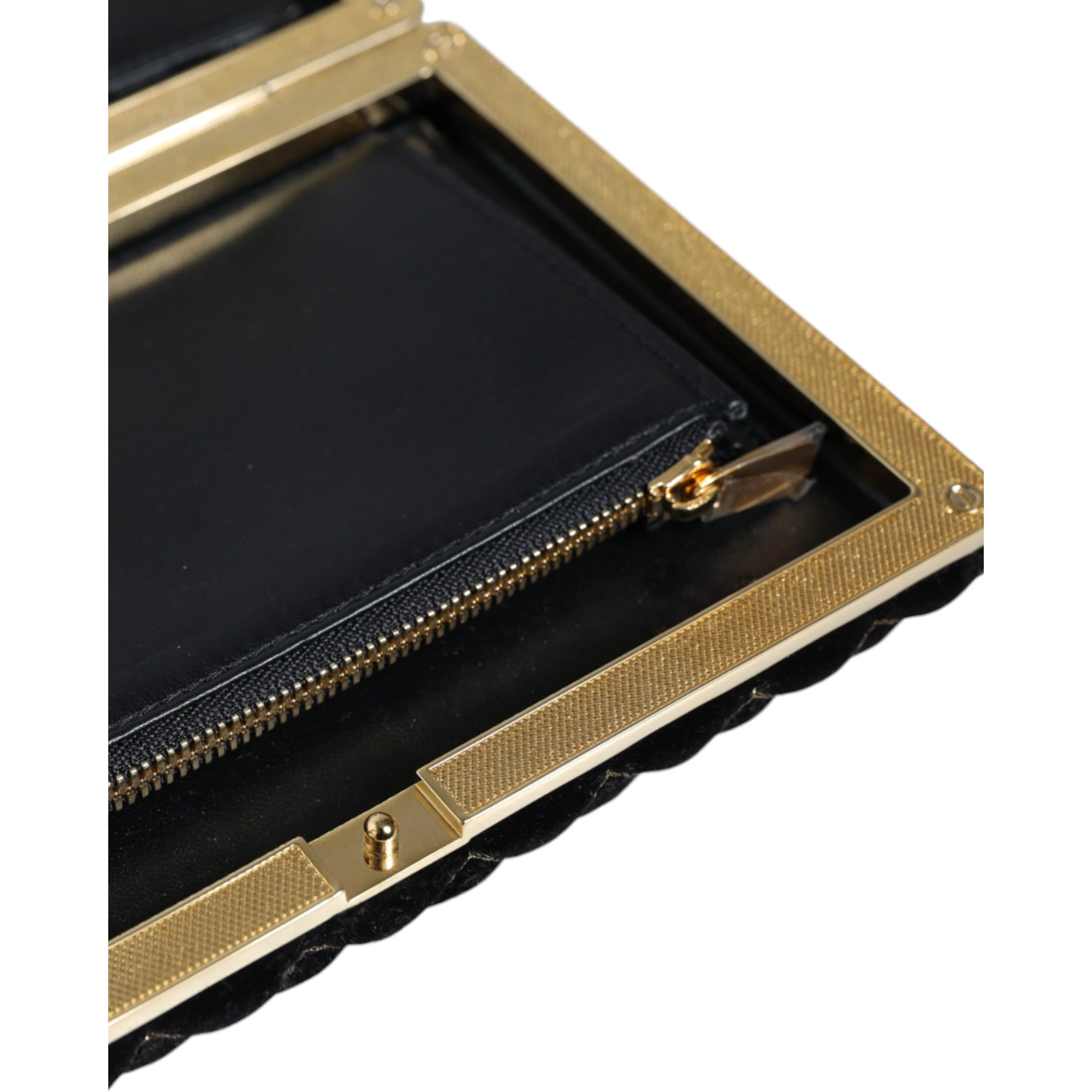 Bordeaux Black Velvet Gold Frame Clutch Evening Purse Bag